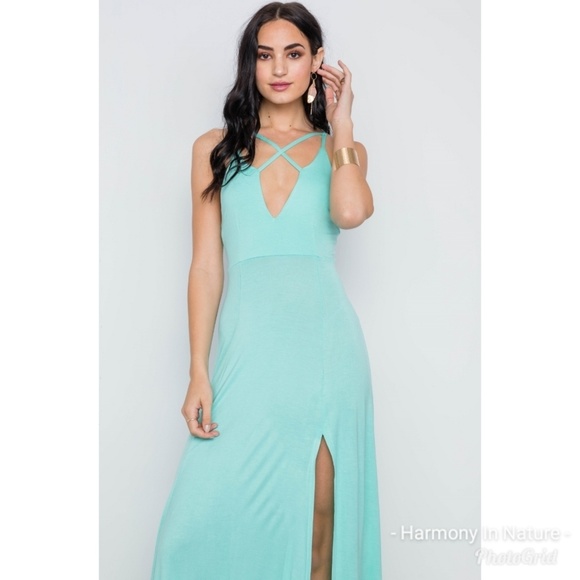 Seafoam Side Slit Maxi Dress - Picture 3 of 8